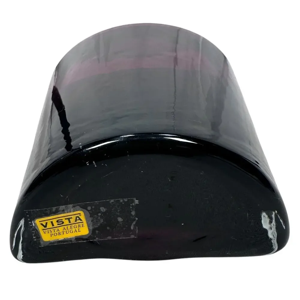 Vista Alegre Portugal Vase Amethyst Purple Glass‎ Abstract Flat Back Bowed Front